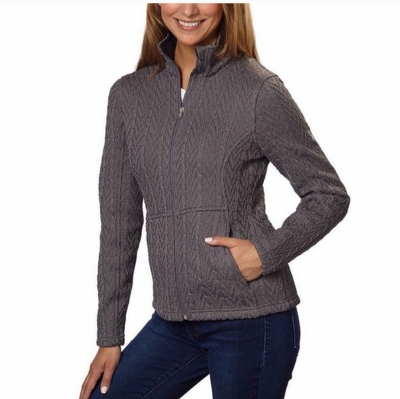 Spyder Major Cable Gray Fleece Lined Full Zip Stryke Sweater Jacket Size XL - Picture 1 of 16